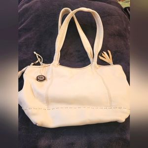 The Sak White Fernwood Pebbled Leather Hobo Bucket Shoulder Bag Pre-owned
